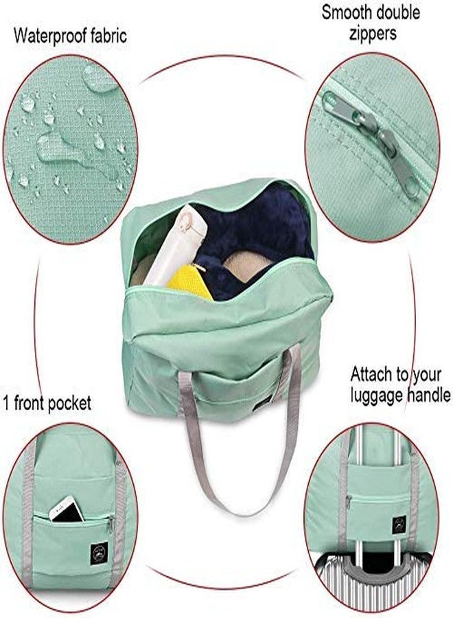 Meetzone حقيبة سفر نسائية من النايلون المقاوم للماء من ميتزون، سهلة الحمل والتعبئة (لون أخضر نعناعي) - Image 4